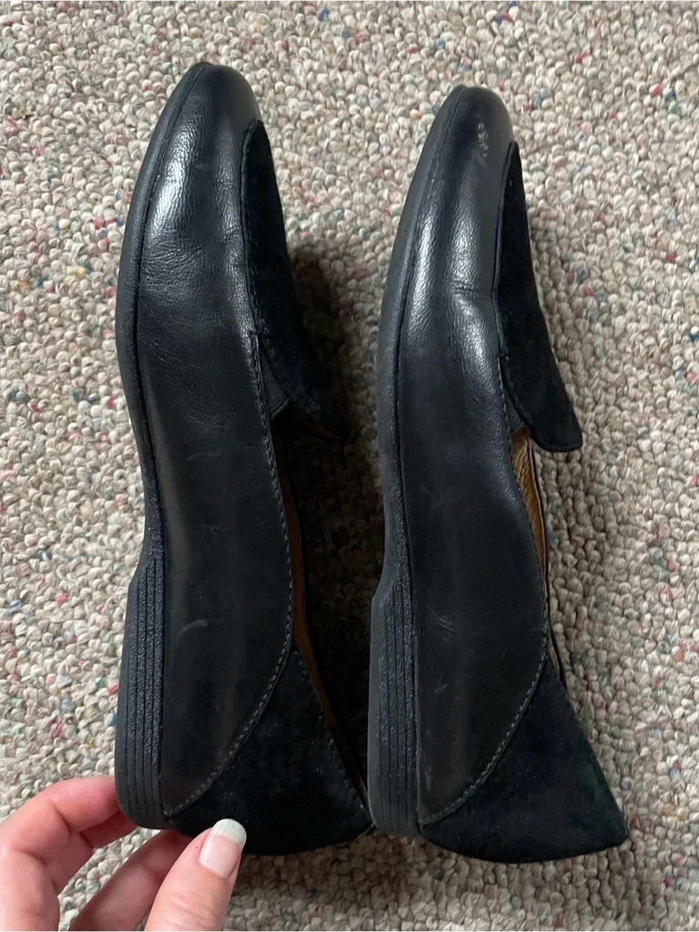 Dansko Black Suede and Leather Slip-On Loafers